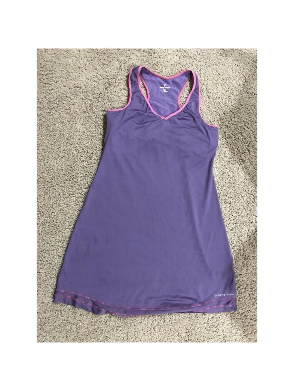 Women's Moving Comfort Running Dress Medium M purple fitted athletic tank racer